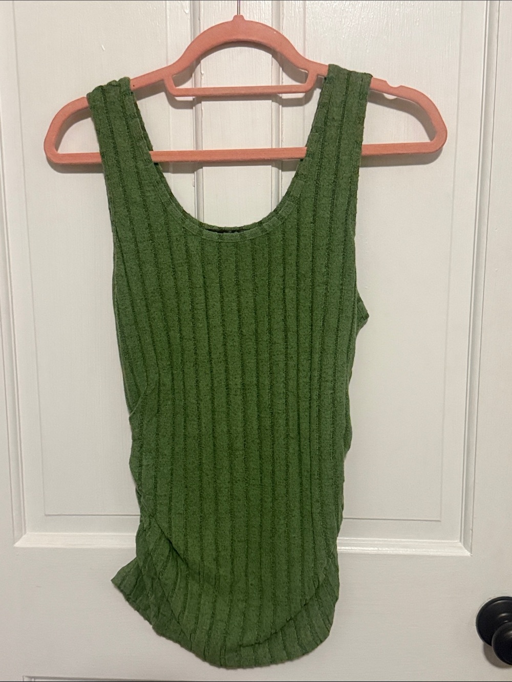 Olive Green Ribbed Tank Top - Women